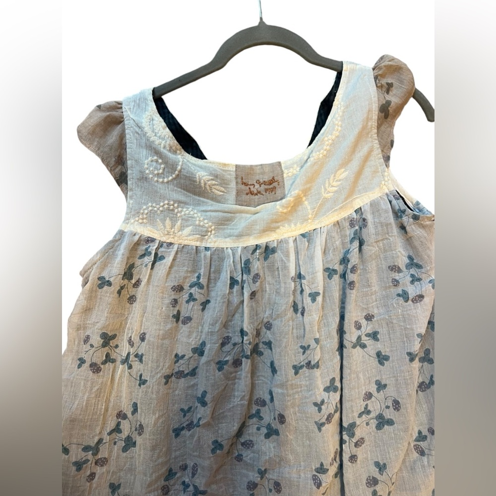 Ian Mosh Off-White & Beige Strawberry Tiered Dress - Picture 6 of 15